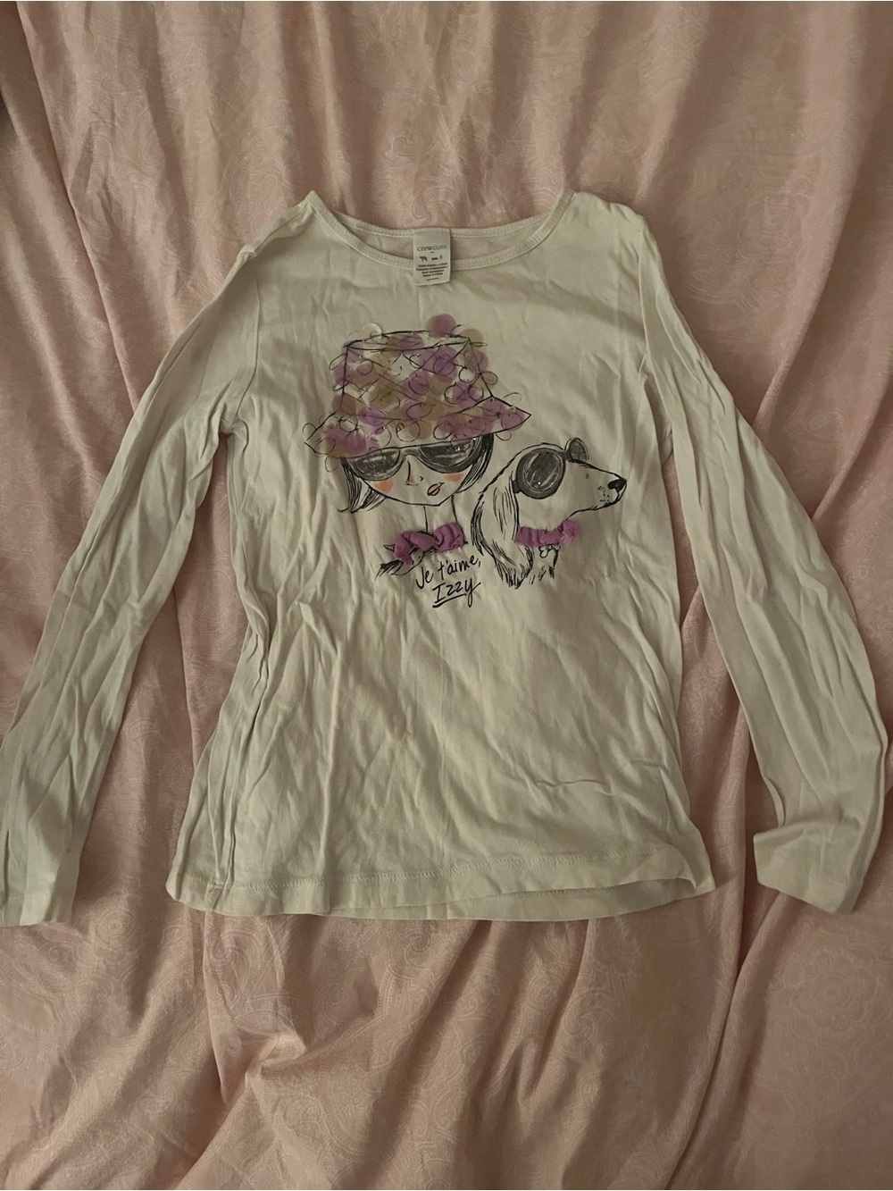 Crewcuts Cream Long-Sleeve Graphic Tee with Pink Accents